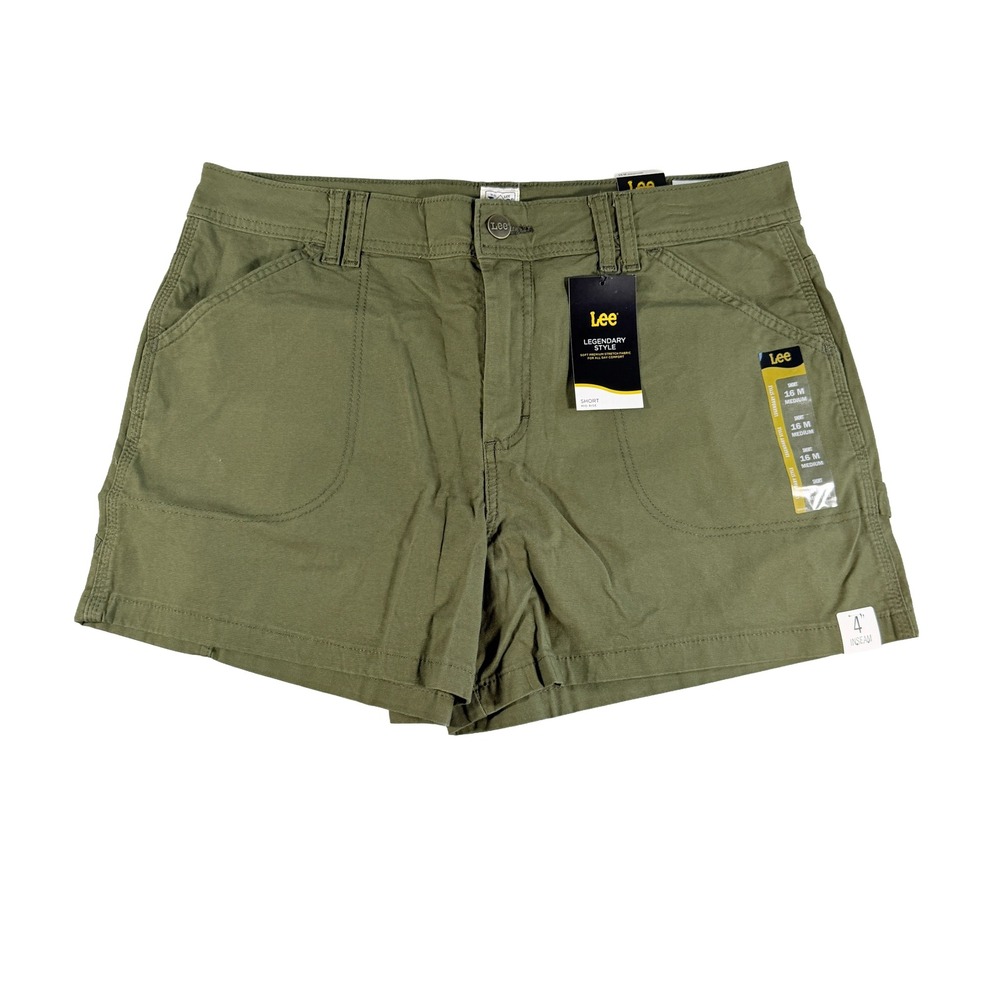 Lee Women Size 16M Olive Night‎ Legendary Style Mid Rise Cargo Stretch Shorts
